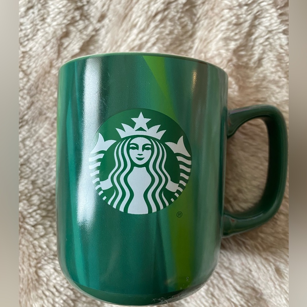 Starbucks Green Marbled Design 15oz Ceramic Mug. Never Used